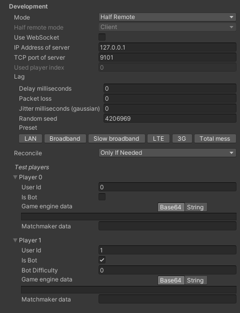 Static options set for half remote