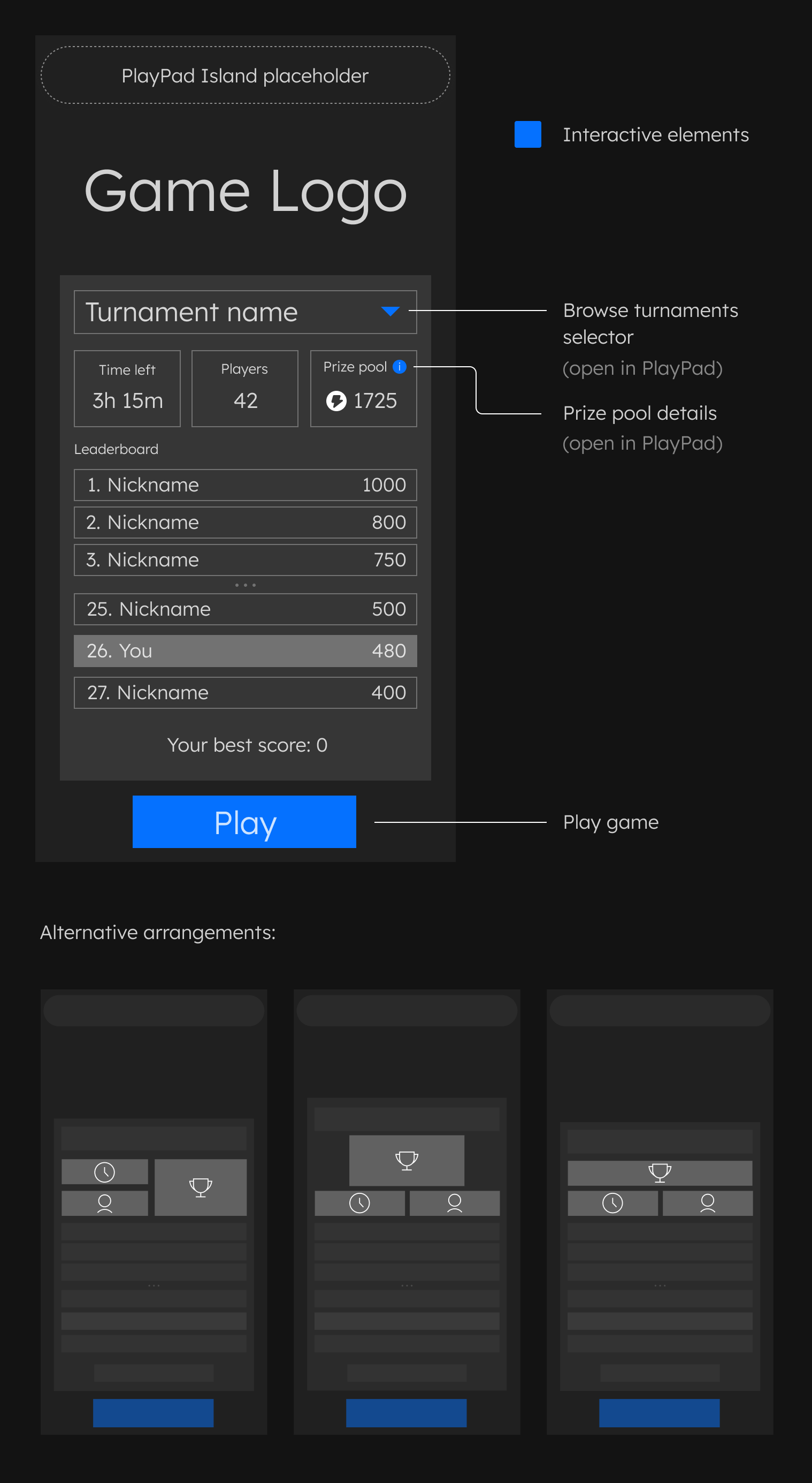 PlayPad lobby scene mockup