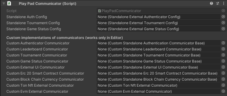 PlayPadCommunicator inspector